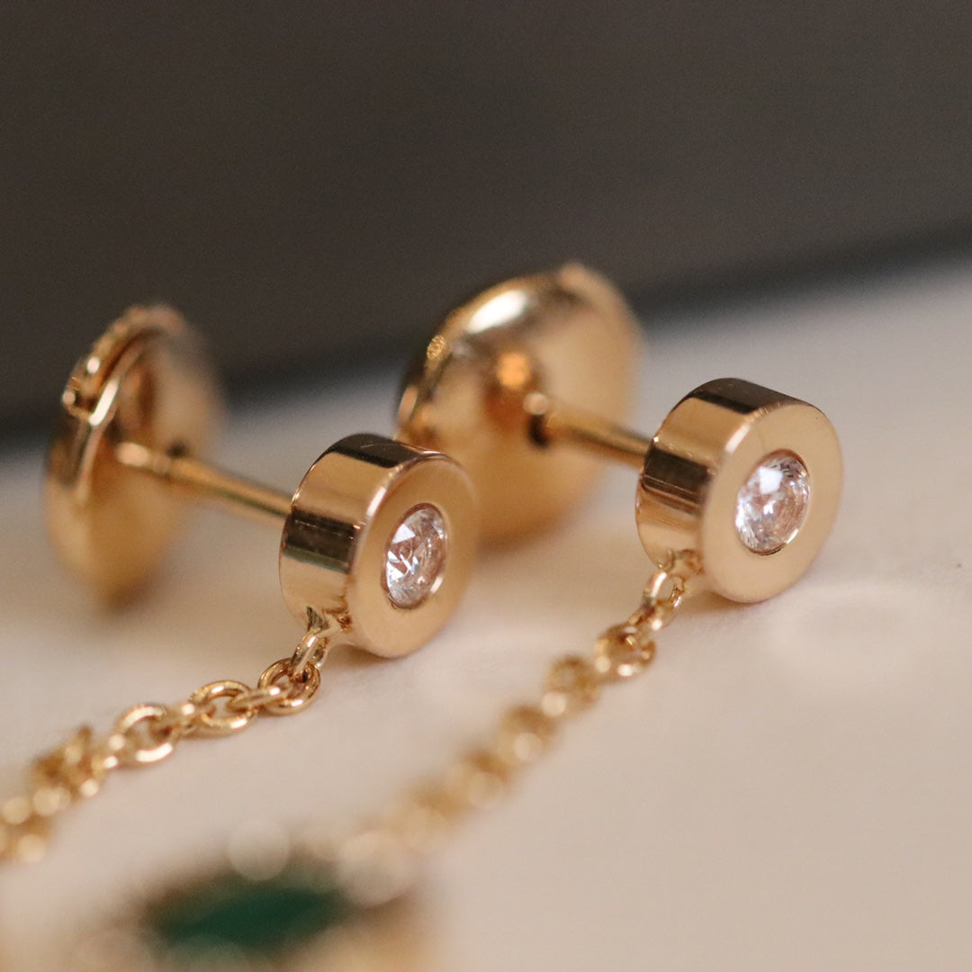 Bvlgari Earrings Drop Malachite Pink Gold