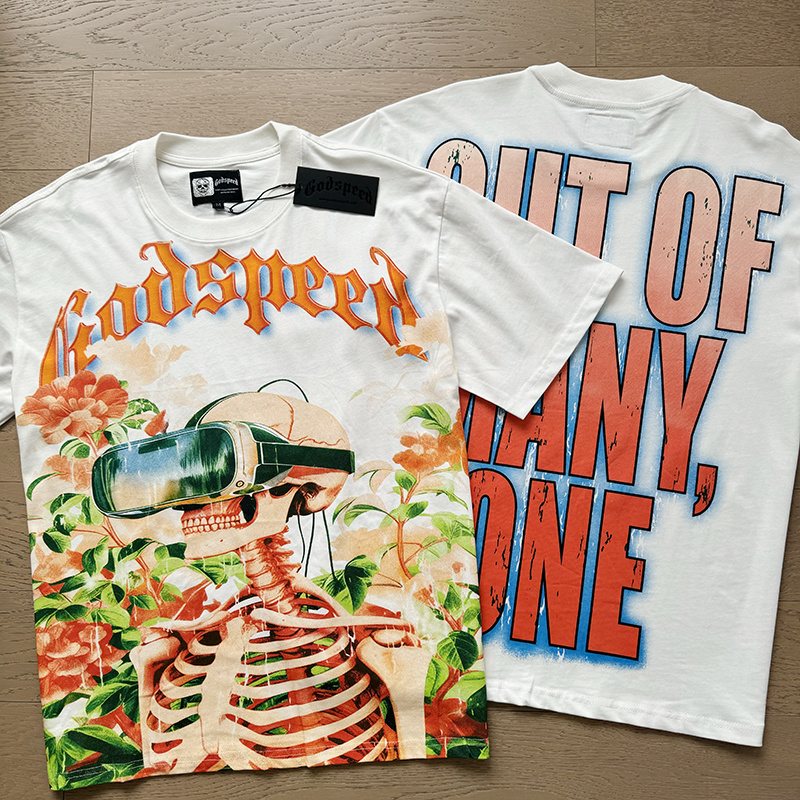 Godspeed Skeleton Floral Graphic T-Shirt — context