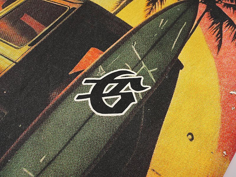 Godspeed Cream Sunset Car Graphic T-Shirt — detail