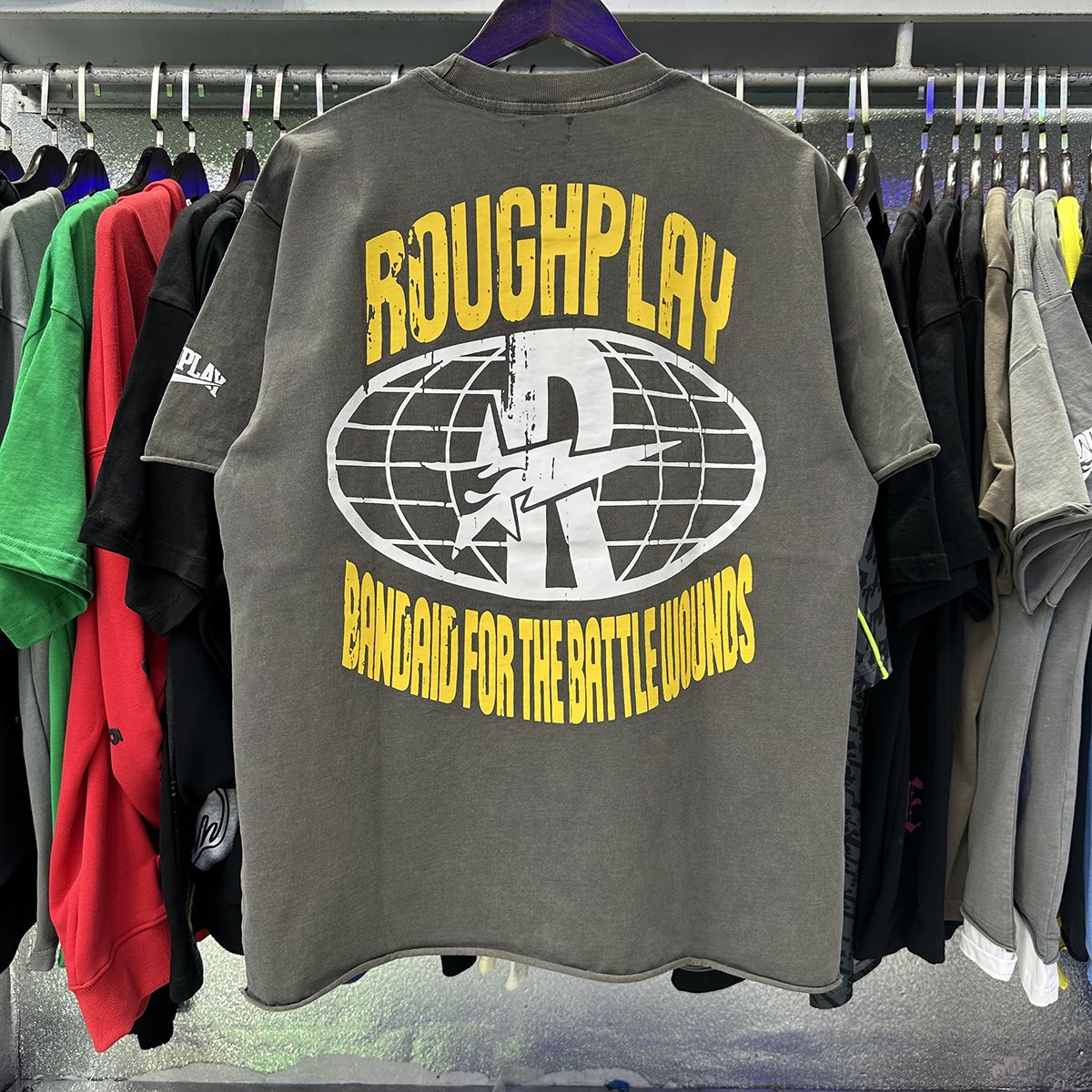 Rough Play Yellow Globe Graphic T-Shirt — context