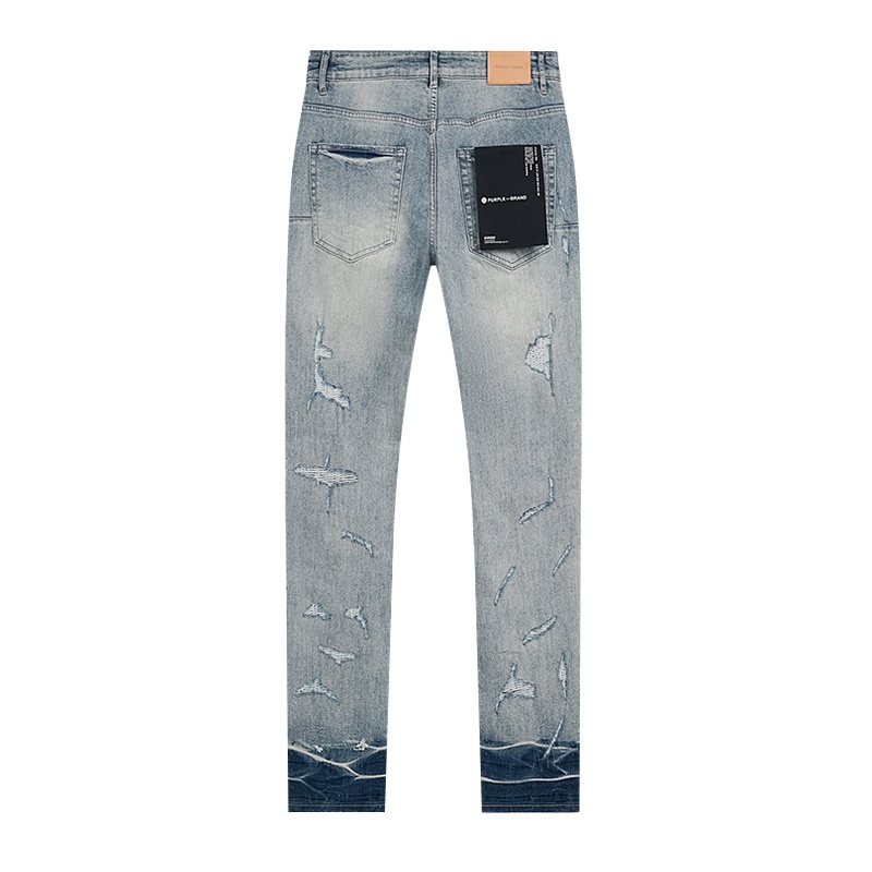 Purple Brand Light Blue Paint Splatter Distressed Jeans — back