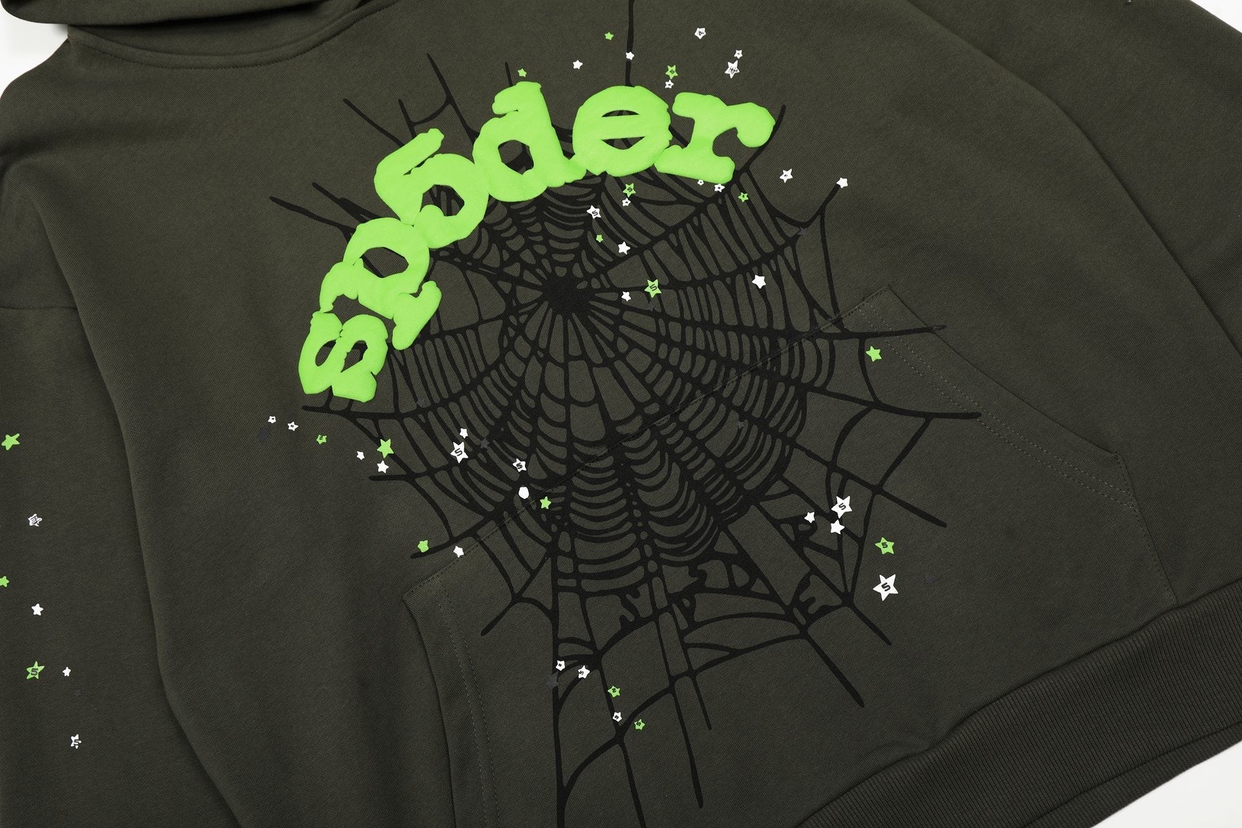 Sp5der Dark Olive Spider Web Star Matching Set — detail
