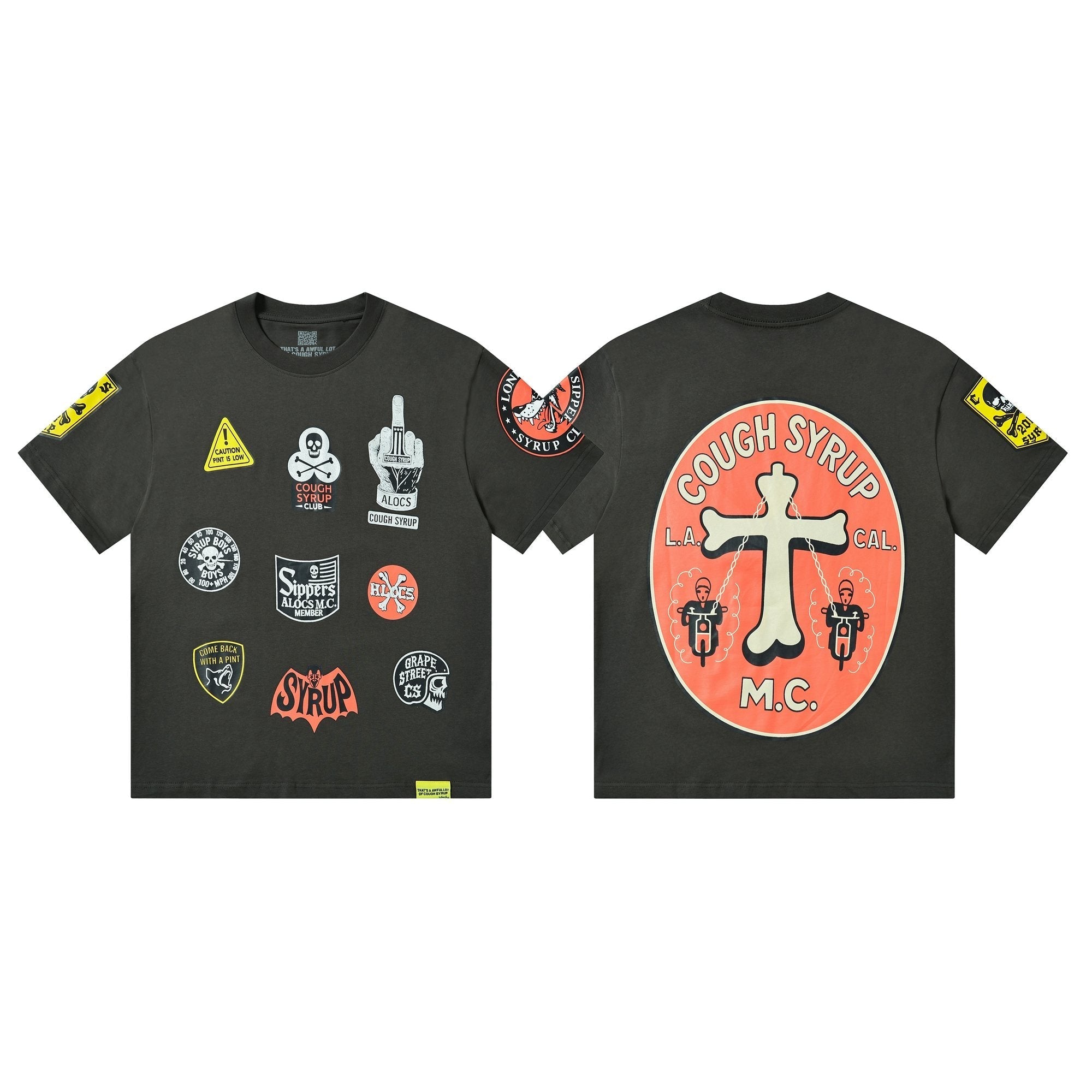 THAT'S A AWFUL LOT OF COUGH SYRUP Patch Graphic Short-Sleeve T-Shirt — hero