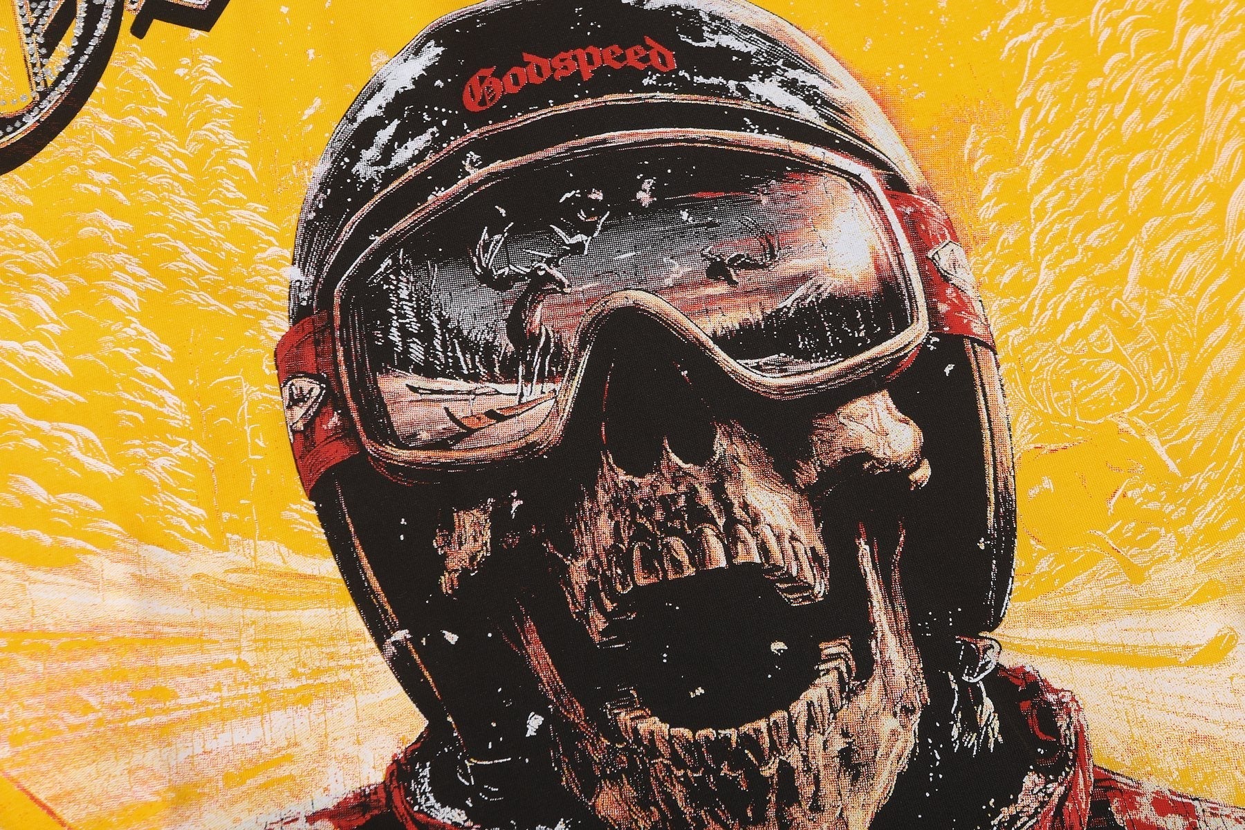 Godspeed Motorcycle Skull Graphic Short-Sleeve T-Shirt — detail