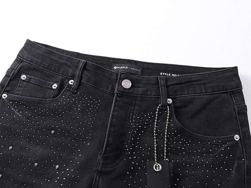 Purple Brand Rhinestone Flare Jeans — detail