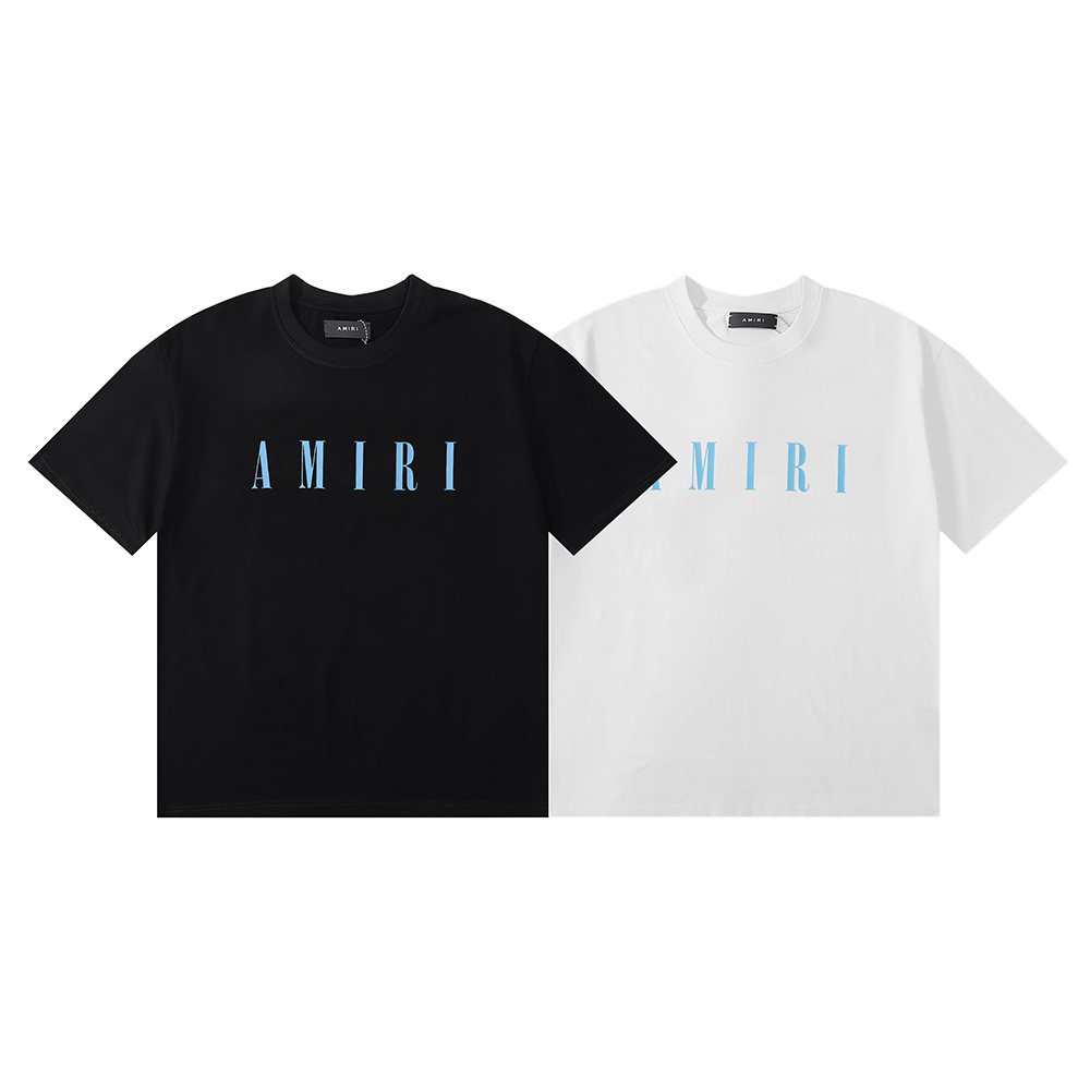 AMIRI Blue Wordmark Short-Sleeve T-Shirt — comparison
