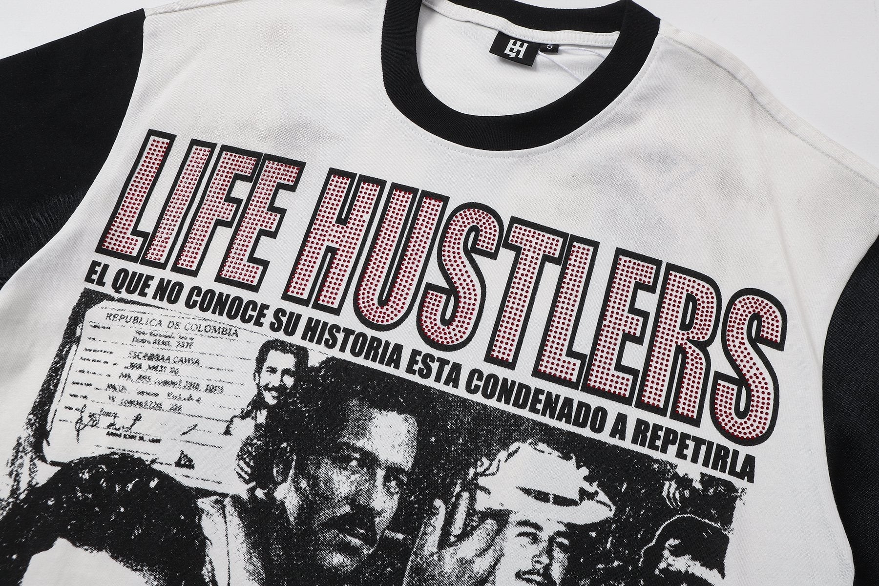 Life Hustlere Contrast-Sleeve Graphic T-Shirt — detail
