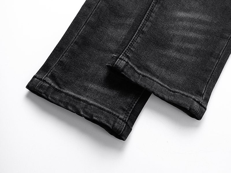R+A Washed Distressed Black Jeans — detail