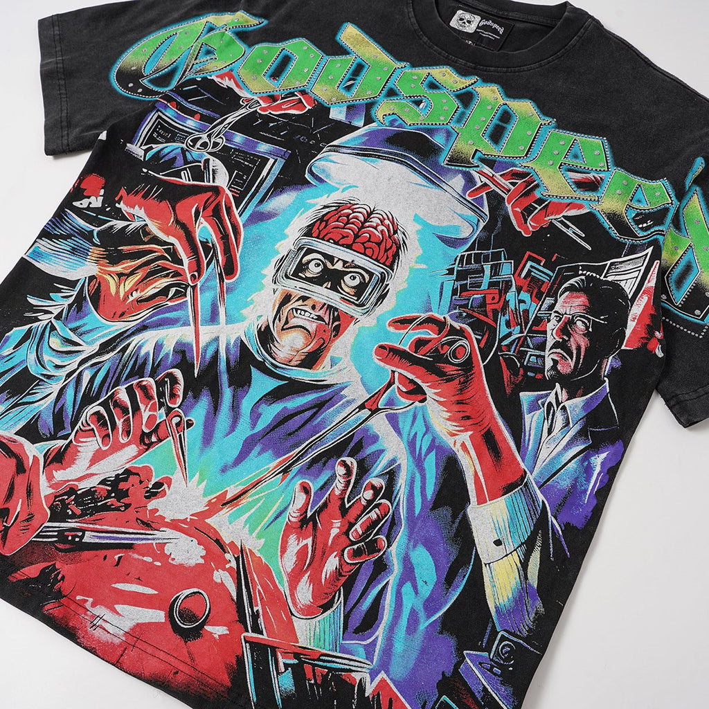 Godspeed Washed Black Rock Graphic T-Shirt — front