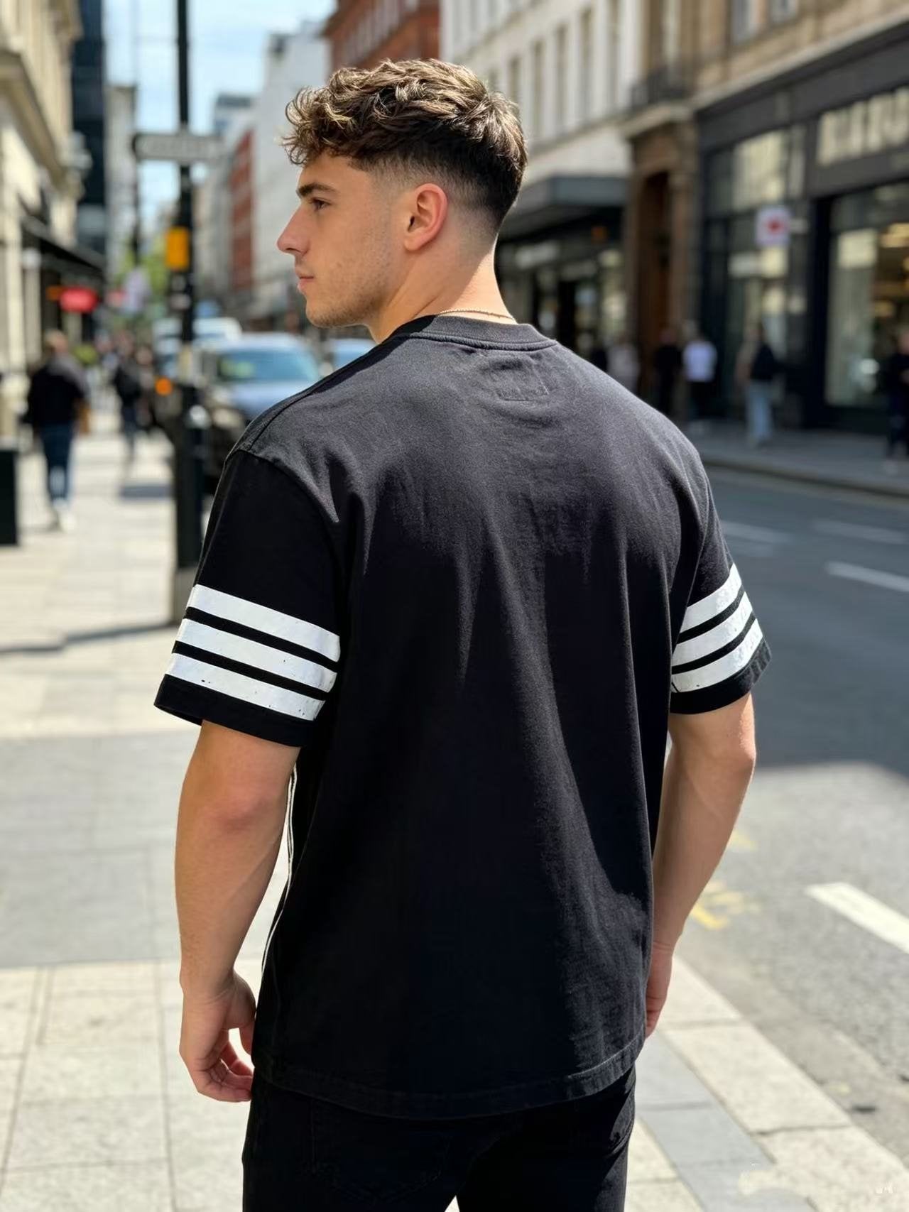 Godspeed Washed Black Distressed Graphic T-Shirt — model