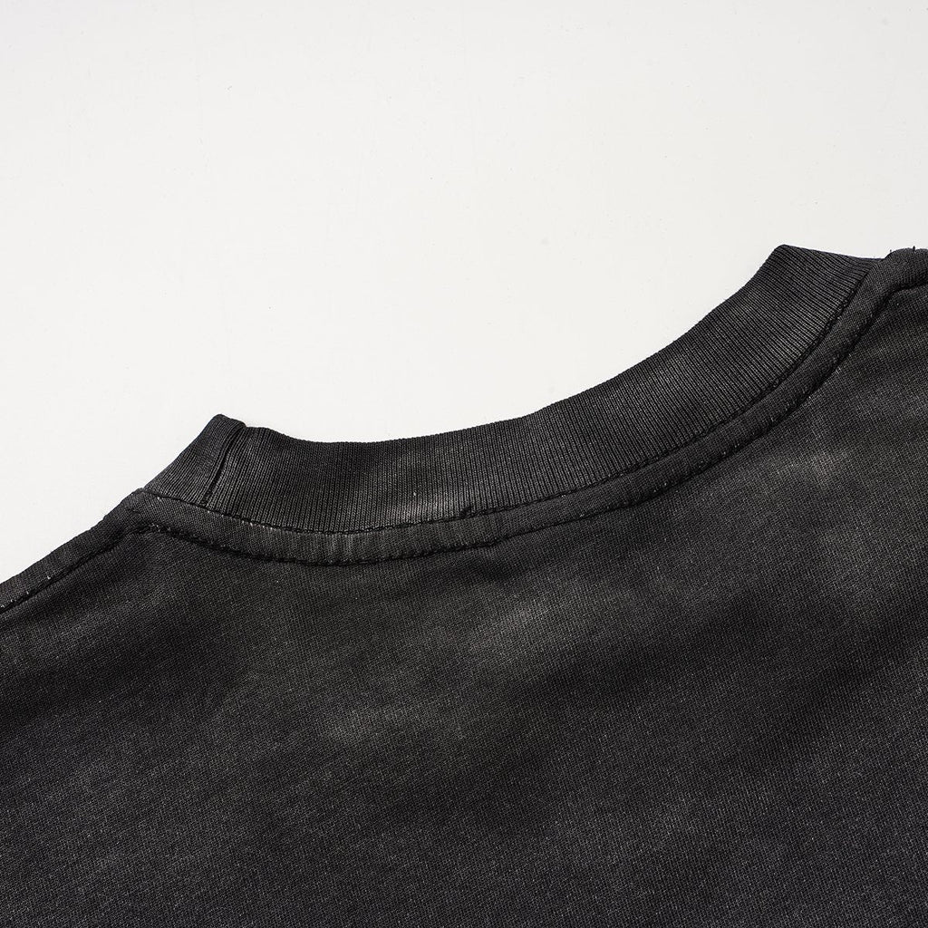 VALLEY Washed Black Graphic T-Shirt — fabric_closeup