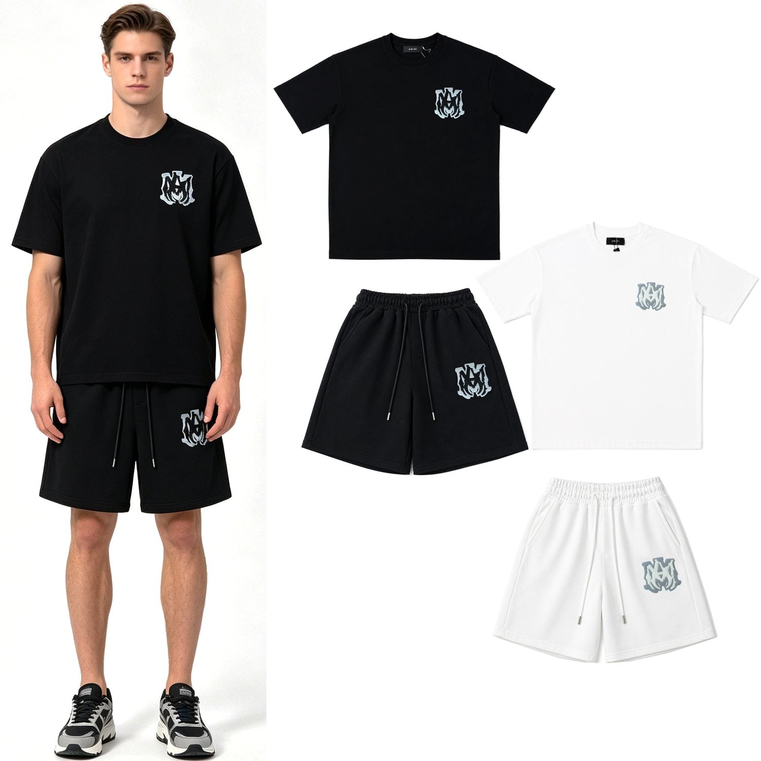 AMIRI Ice Blue Flame Graphic Short-Sleeve Set — comparison