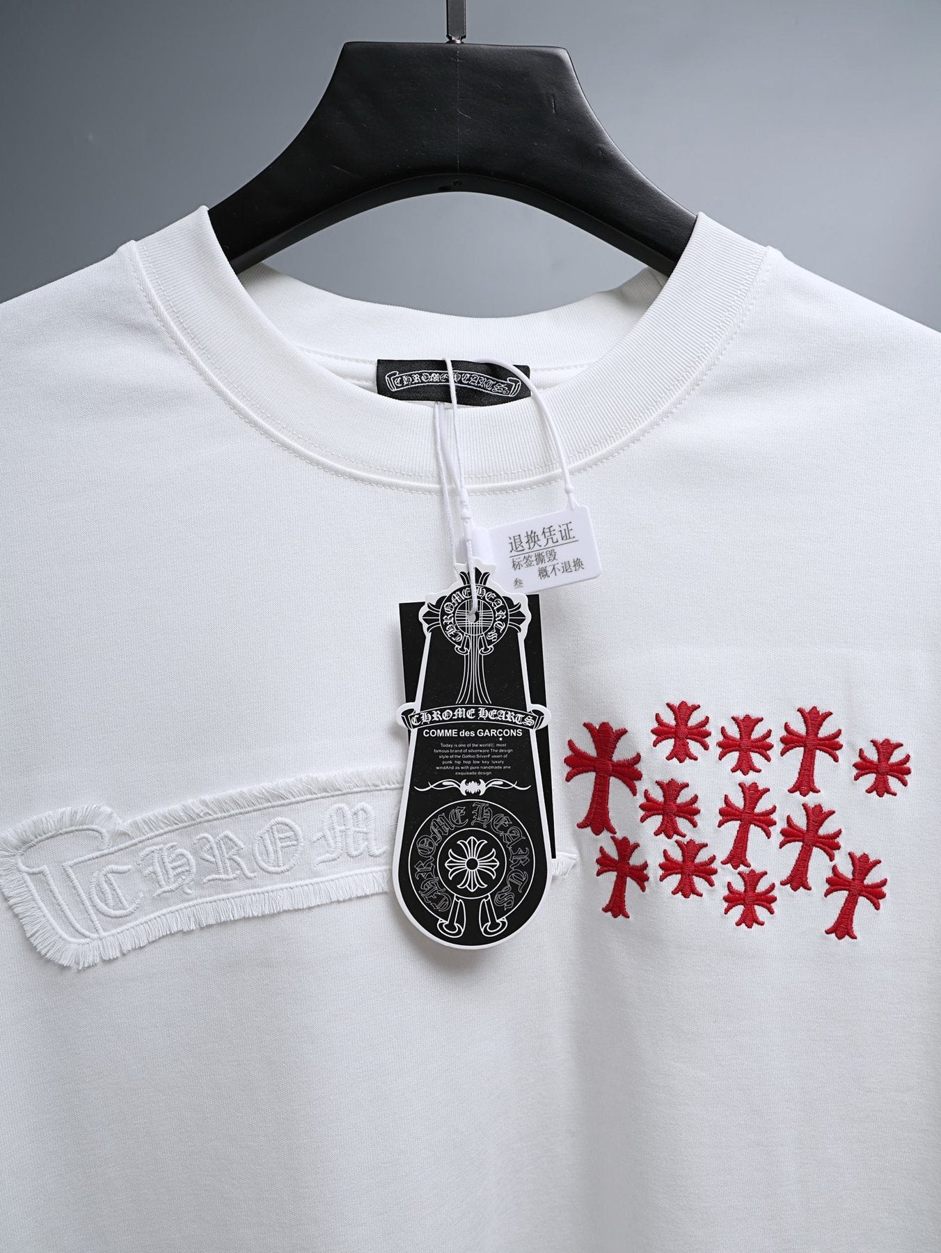 Chrome Hearts Red Cross Graphic Short-Sleeve T-Shirt — hang_tag