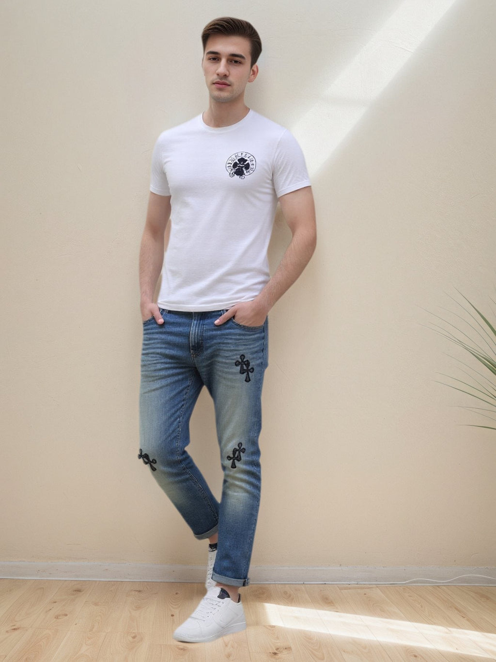 Chrome Hearts Cross Scroll Graphic Short-Sleeve T-Shirt — context