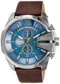 Diesel DZ4281 Mega Chief Chronograph Men's Watch - Blue Dial & Brown Leather Strap