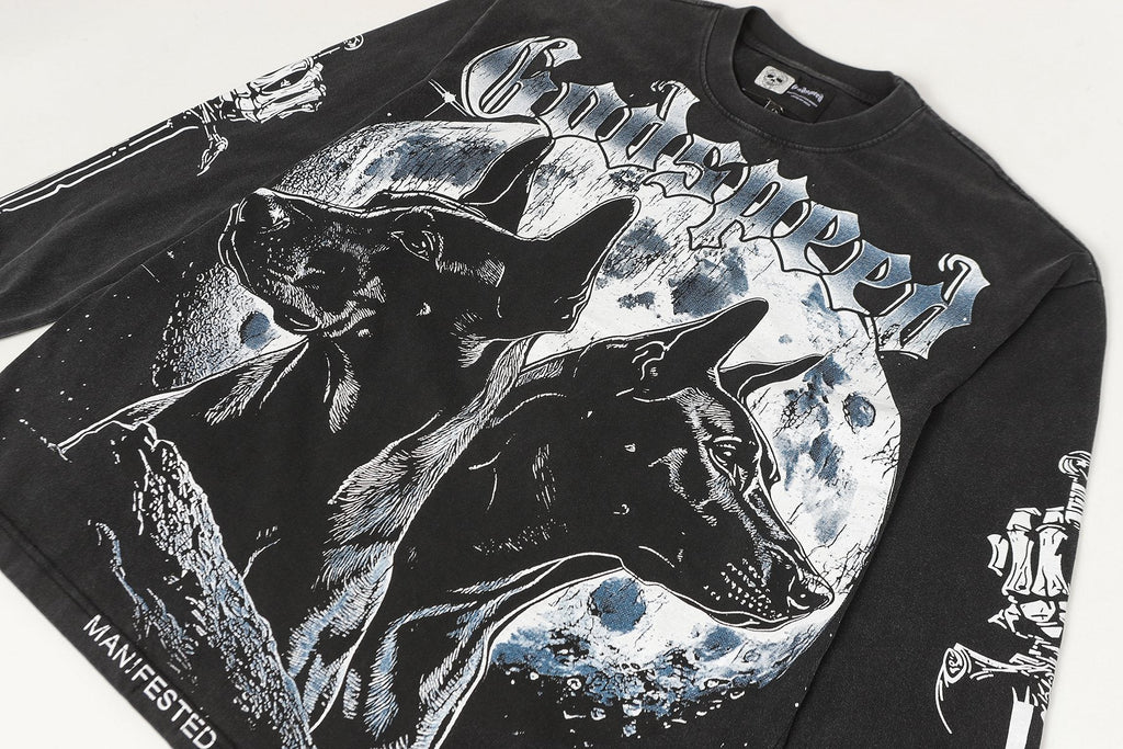 Godspeed Dog Moon Graphic Long-Sleeve T-Shirt — detail