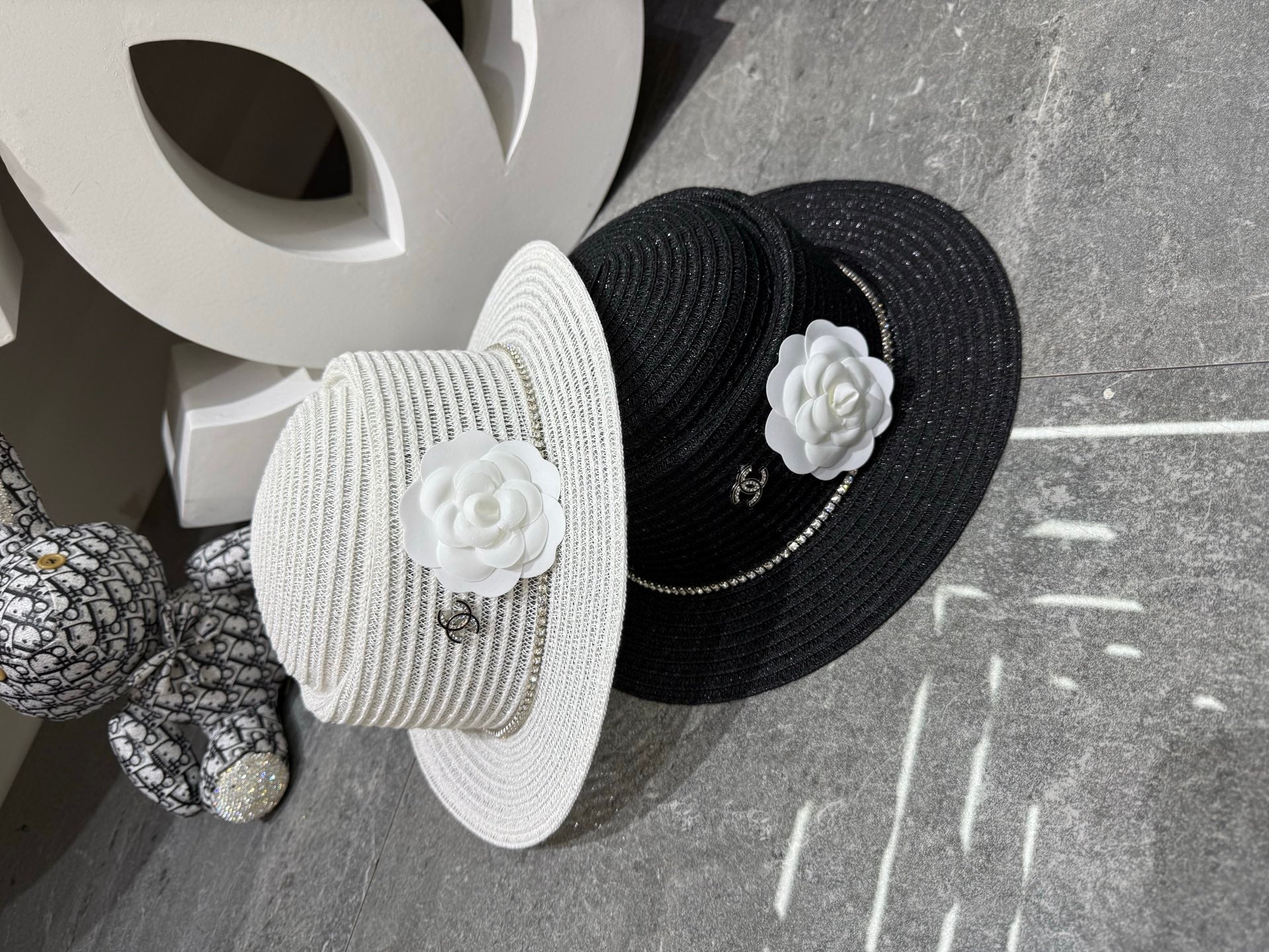 Chanel Linen Concave Crown Flat-Brimmed Hat